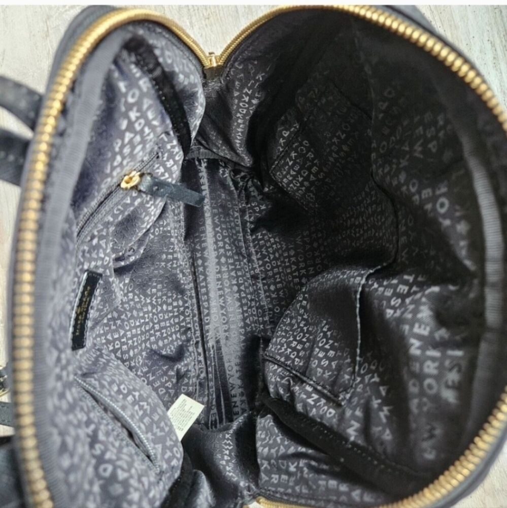 KATE SPADE Blake Avenue Hilo Nylon Black Backpack Gold-tone Name Plate -NWOT - Picture 10 of 12